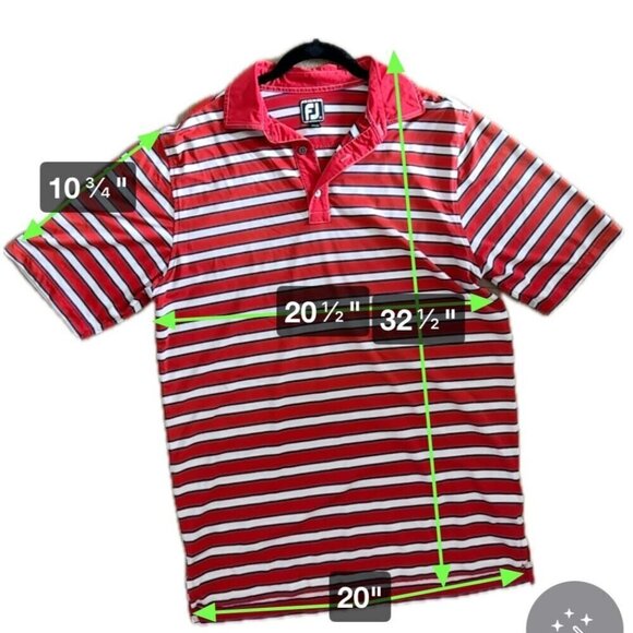 FootJoy FJ‎ Red Striped Golf Polo Shirt Athletic Fit Short Sleeve Sz M - Picture 11 of 11